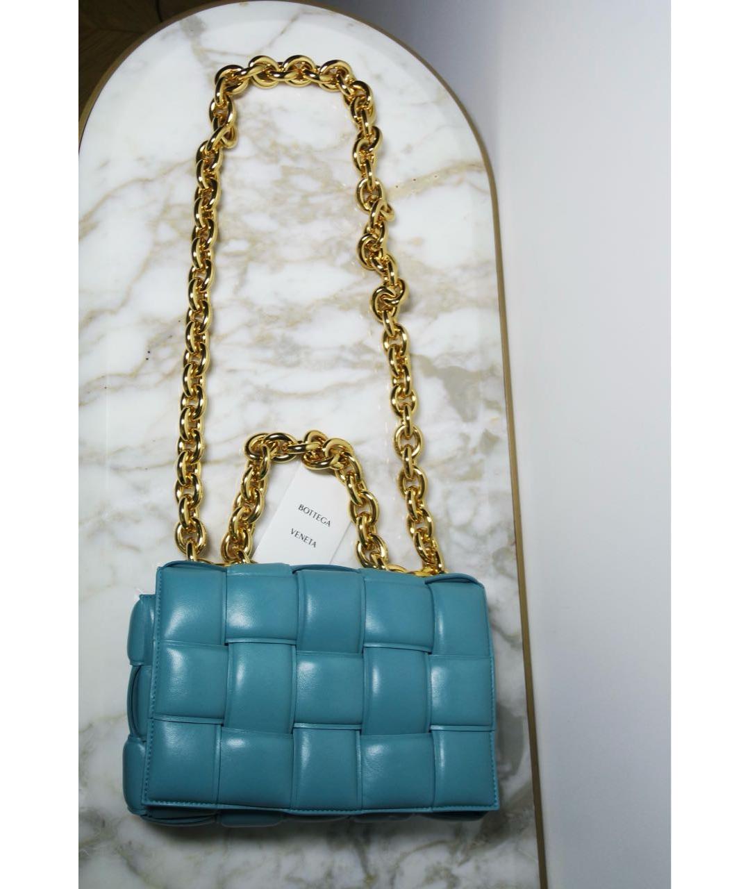 BOTTEGA VENETA Бирюзовая кожаная сумка через плечо, фото 2