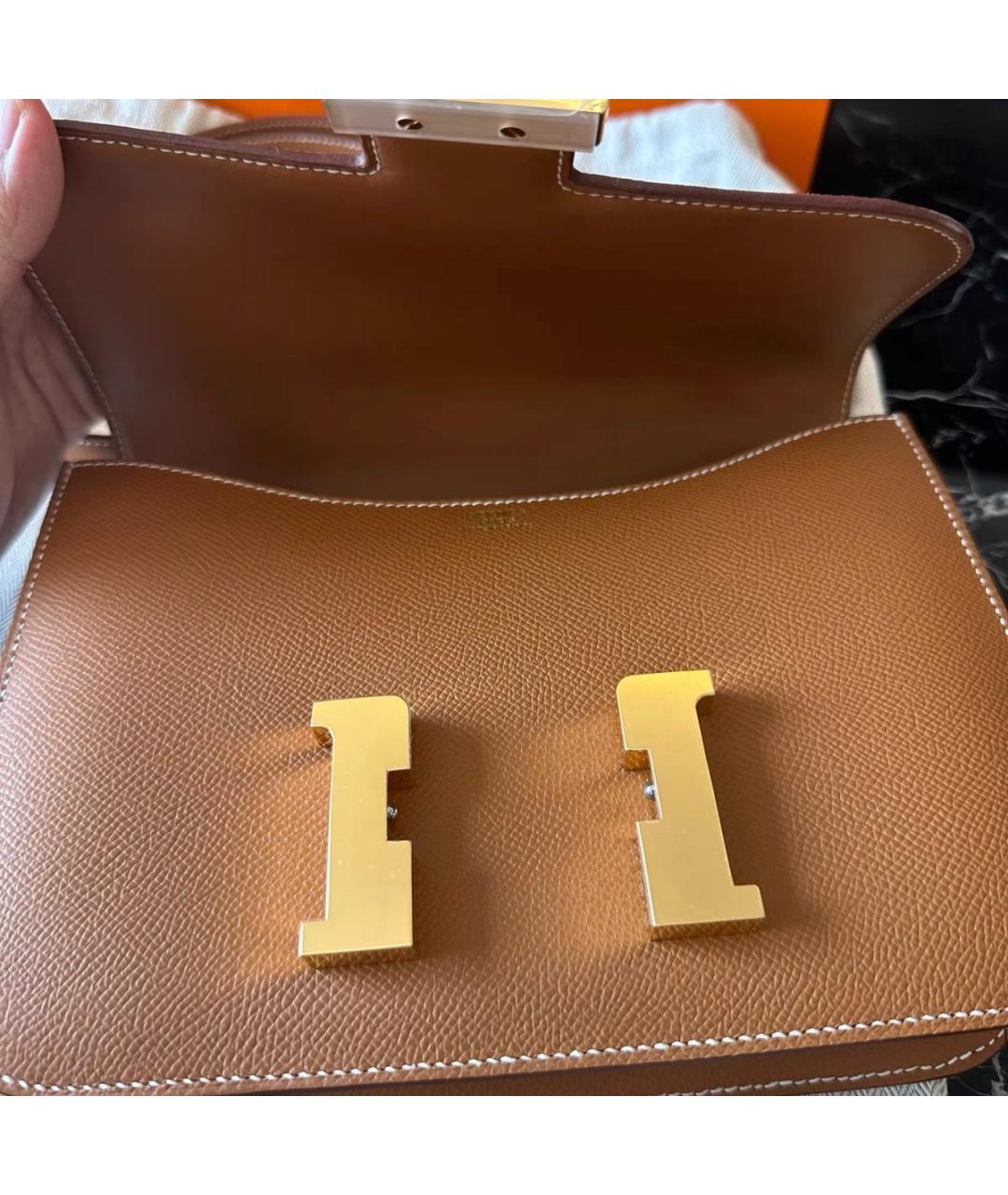 HERMES Коричневая кожаная сумка через плечо, фото 7