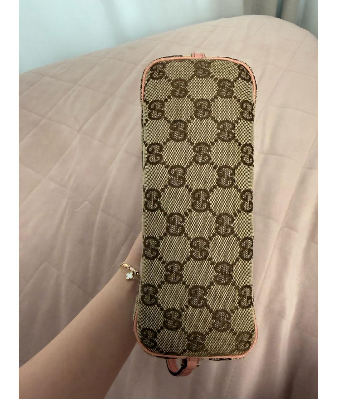 GUCCI Бежевая тканевая сумка с короткими ручками, фото 3