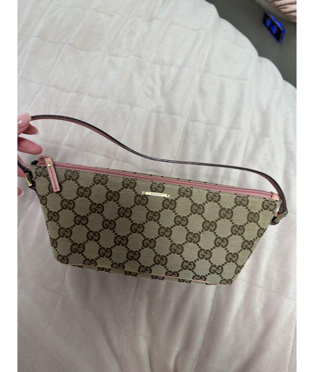 GUCCI Бежевая тканевая сумка с короткими ручками, фото 6