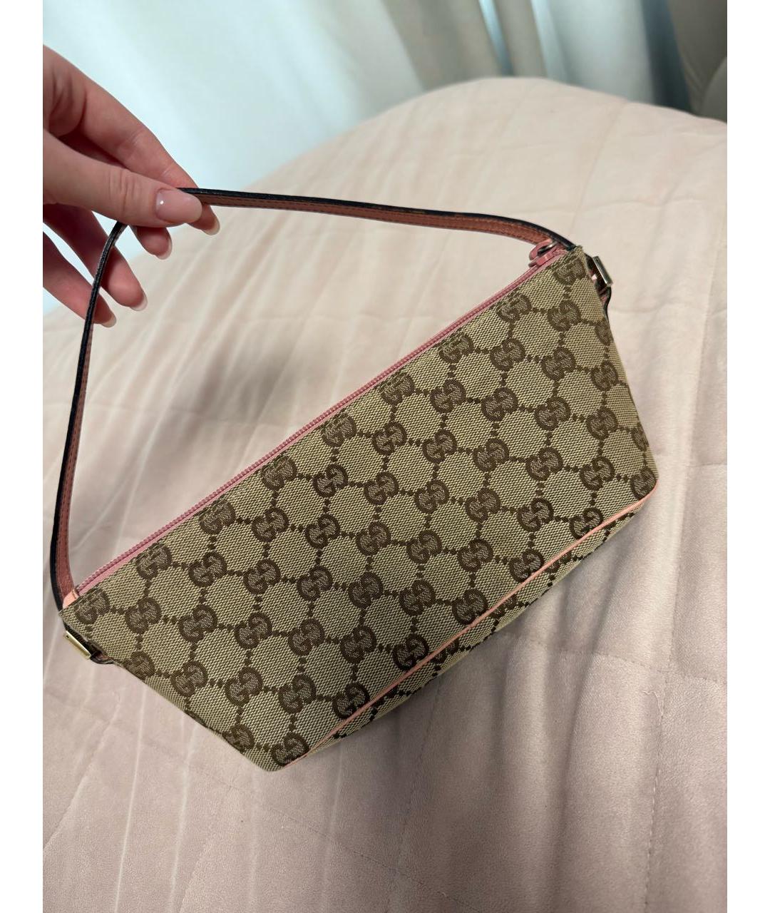 GUCCI Бежевая тканевая сумка с короткими ручками, фото 2