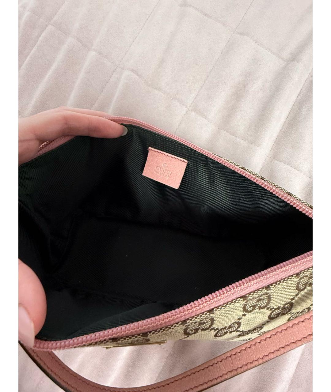 GUCCI Бежевая тканевая сумка с короткими ручками, фото 5