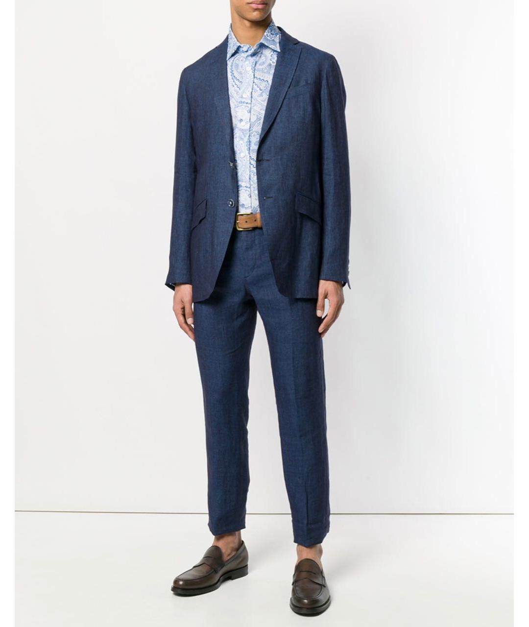 ETRO Голубая льняная кэжуал рубашка, фото 4