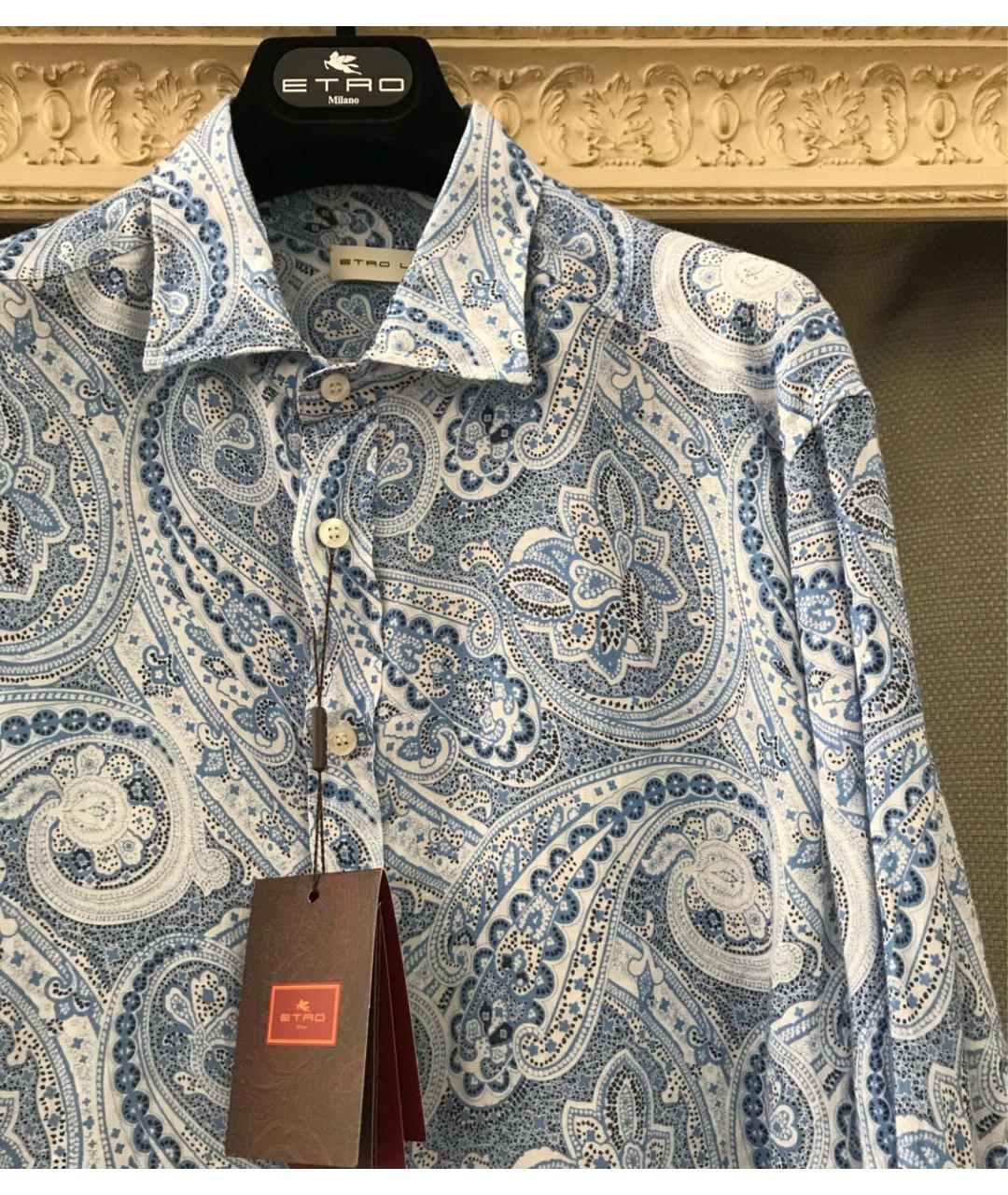 ETRO Голубая льняная кэжуал рубашка, фото 6