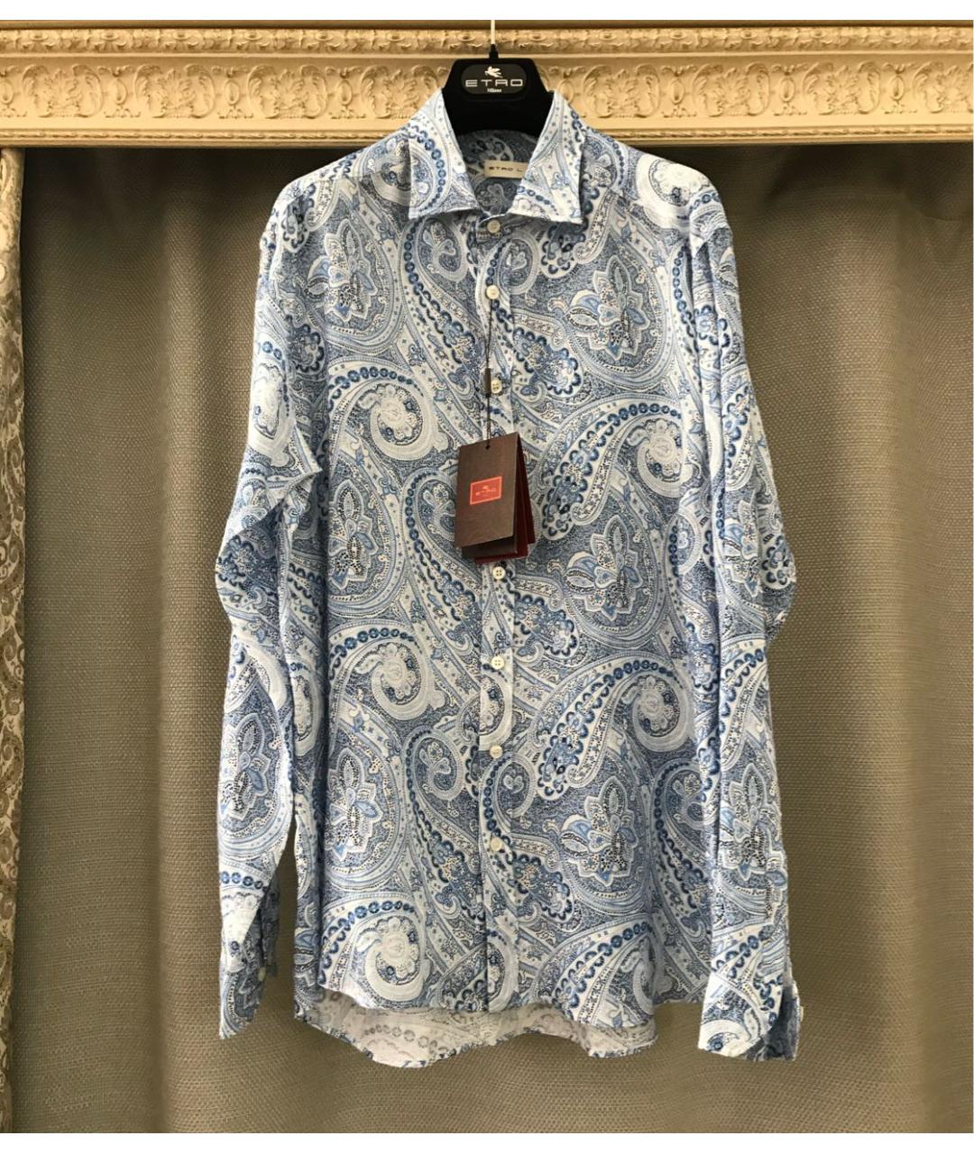 ETRO Голубая льняная кэжуал рубашка, фото 5