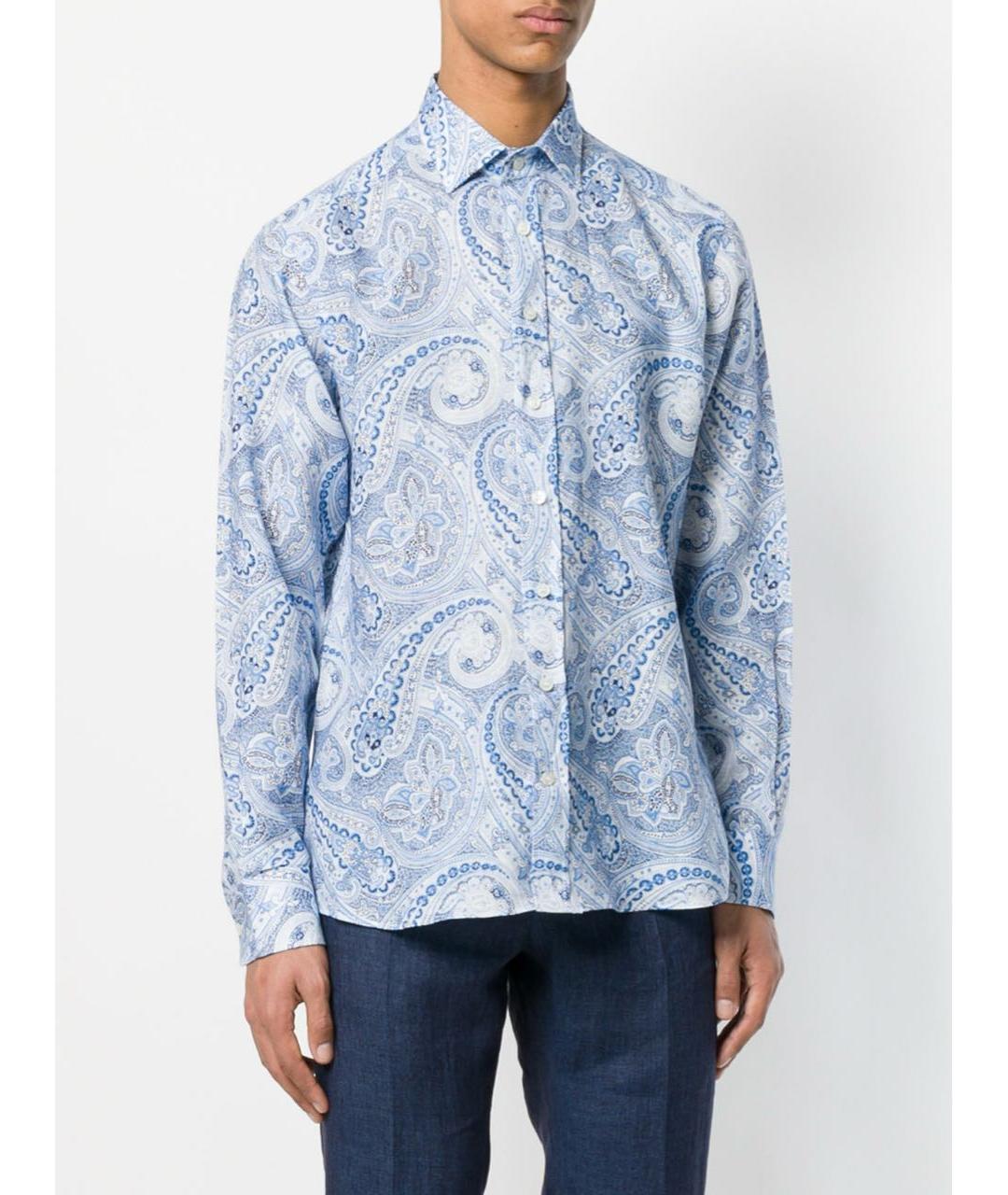 ETRO Голубая льняная кэжуал рубашка, фото 2
