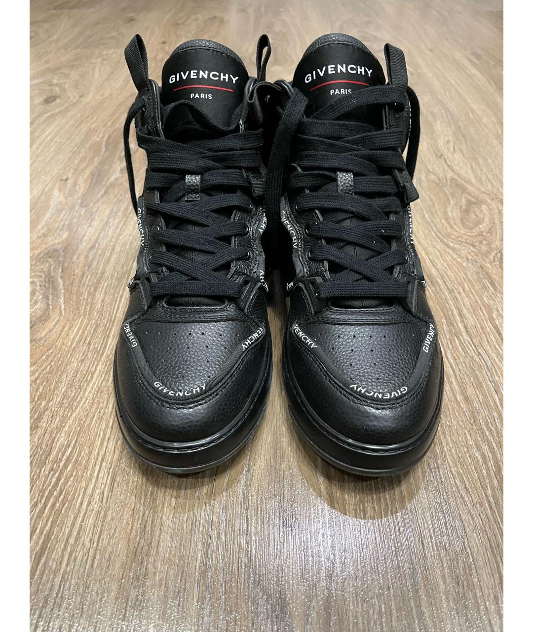 GIVENCHY Черные кожаные высокие кроссовки / кеды, фото 2