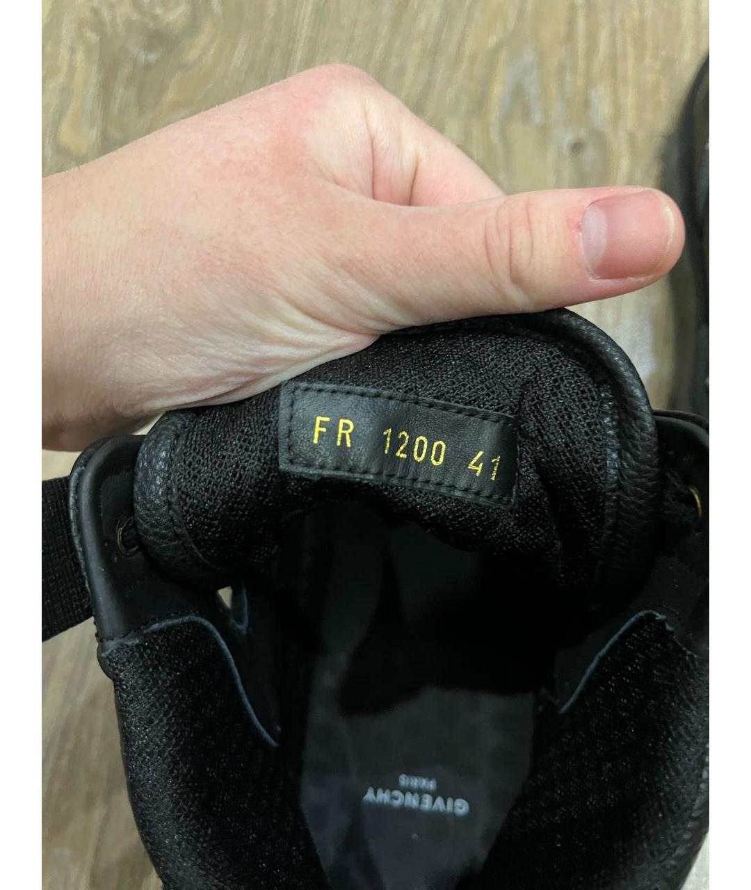 GIVENCHY Черные кожаные высокие кроссовки / кеды, фото 3