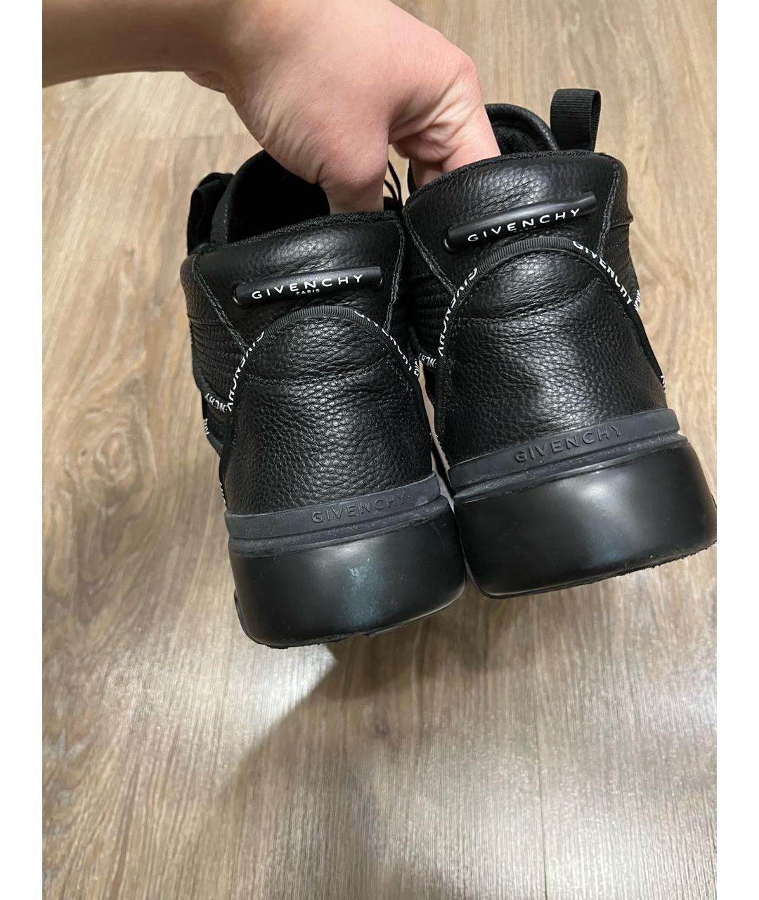 GIVENCHY Черные кожаные высокие кроссовки / кеды, фото 4