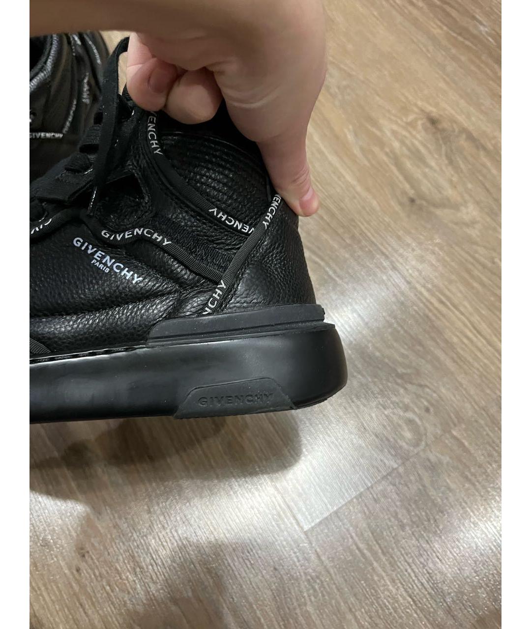 GIVENCHY Черные кожаные высокие кроссовки / кеды, фото 5