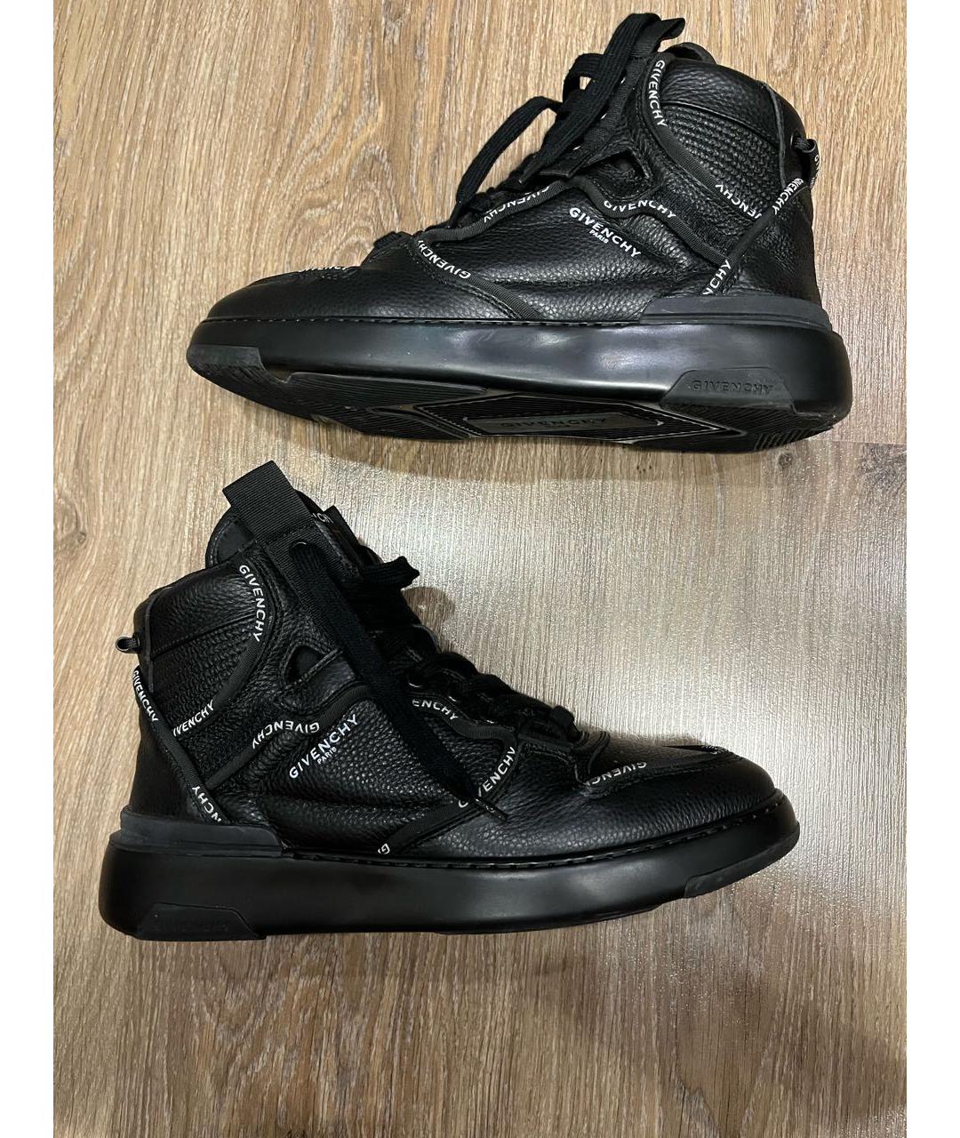 GIVENCHY Черные кожаные высокие кроссовки / кеды, фото 8