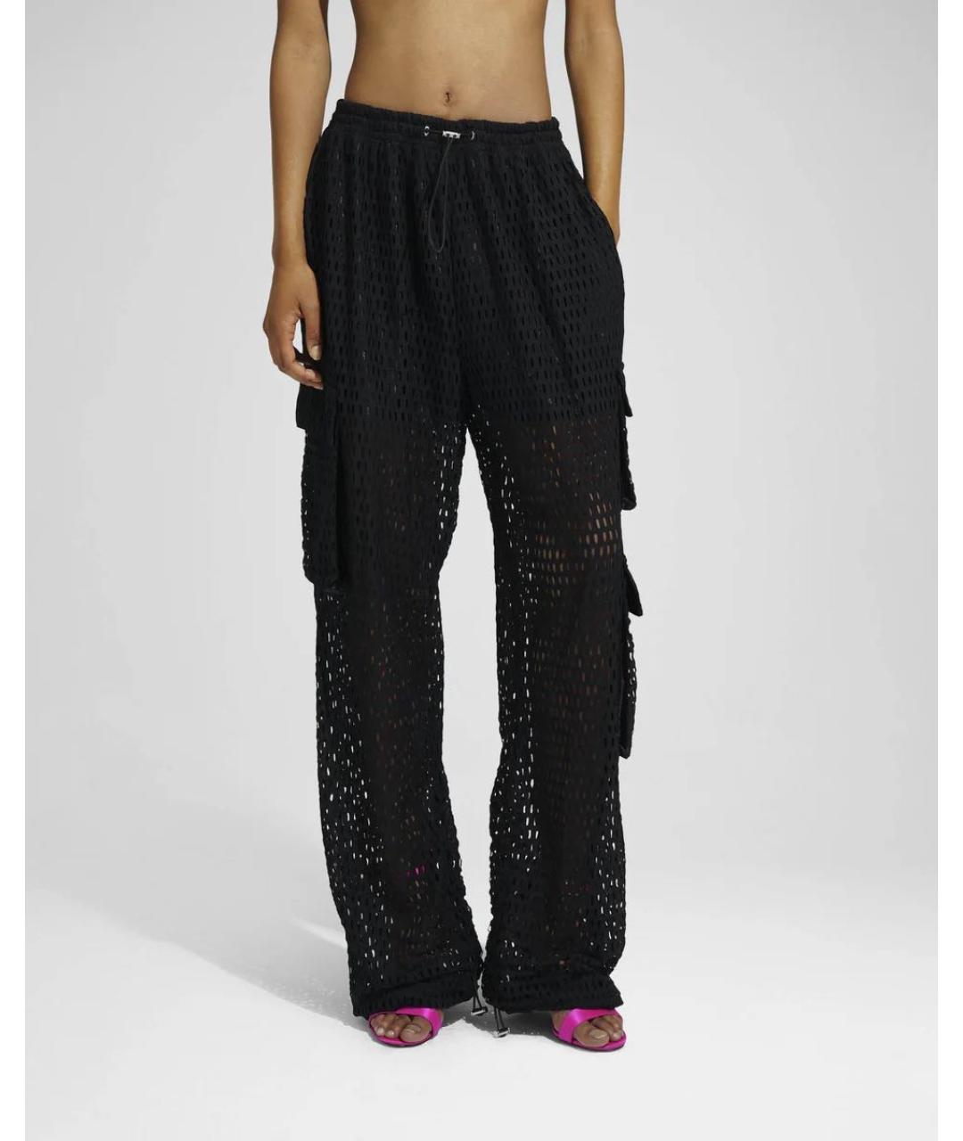 KHRISJOY Черные полиамидовые прямые брюки, фото 7