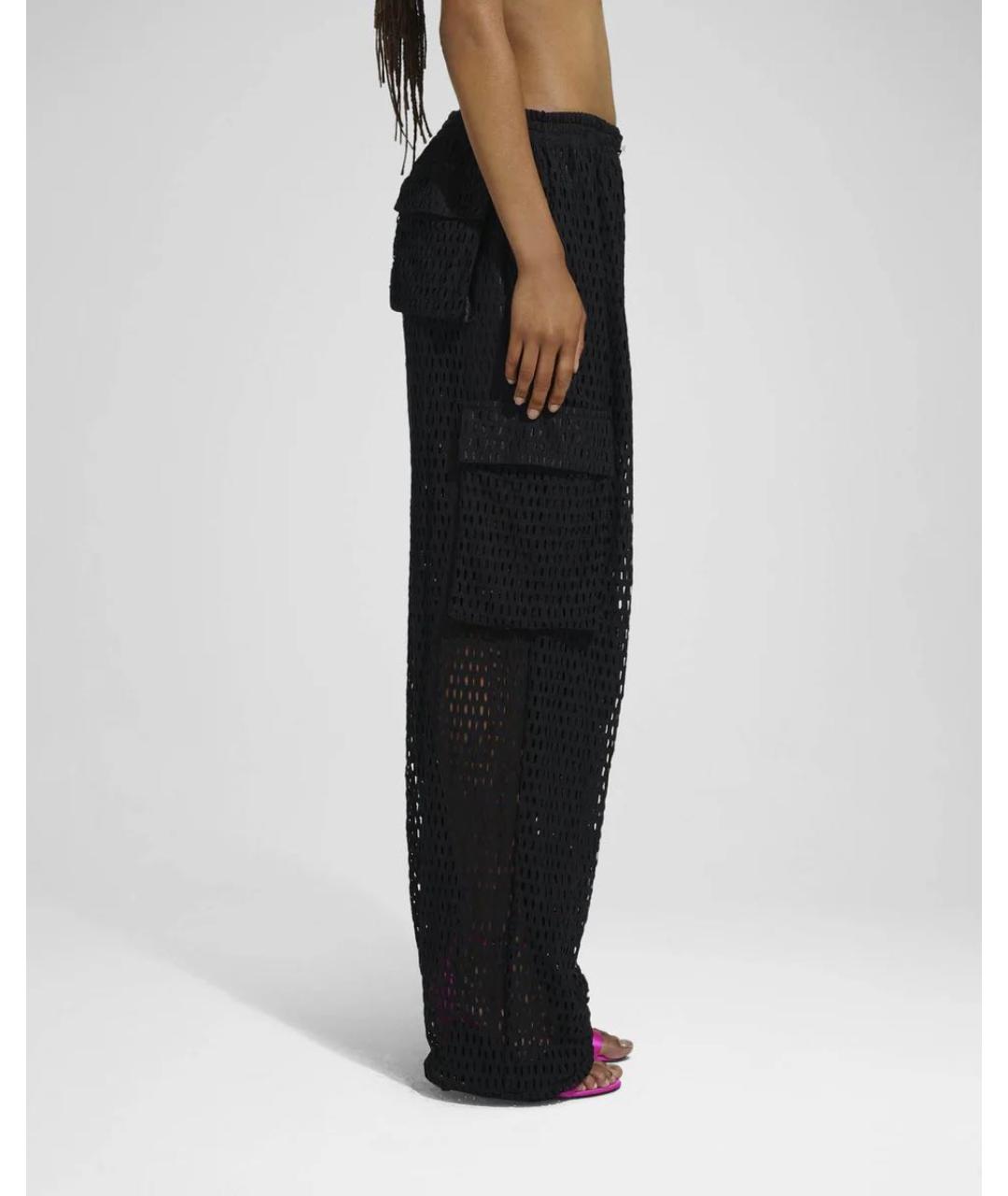 KHRISJOY Черные полиамидовые прямые брюки, фото 3