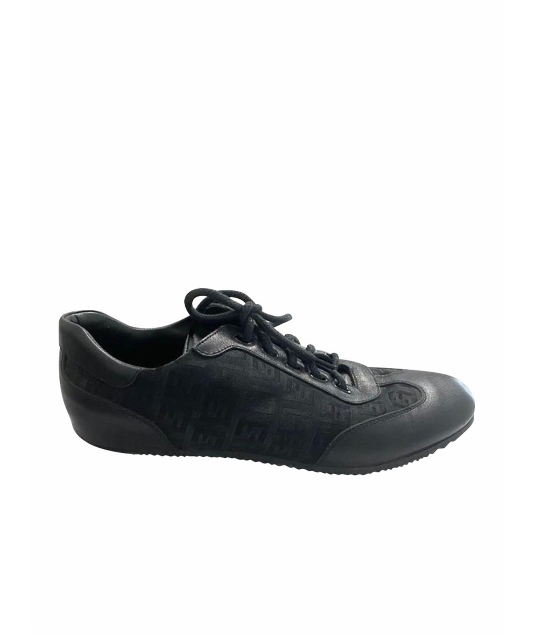 FENDI Черные кожаные кеды, фото 1