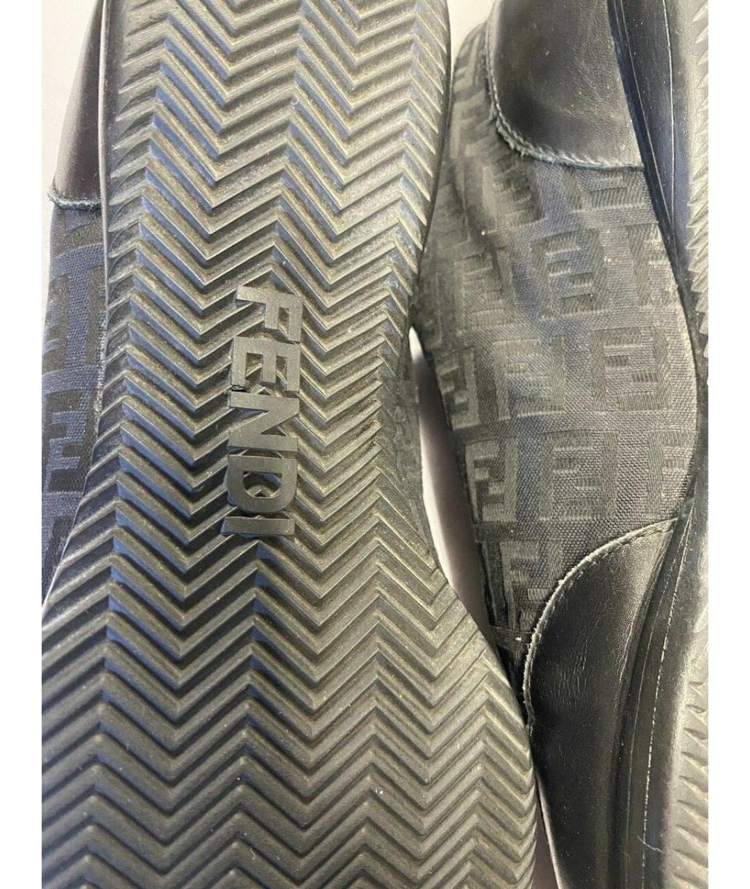 FENDI Черные кожаные кеды, фото 3