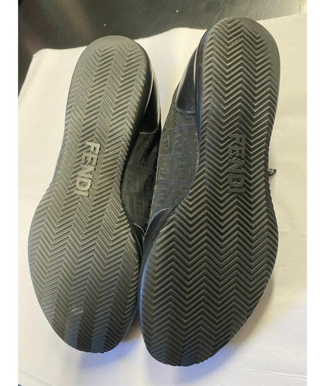 FENDI Черные кожаные кеды, фото 5