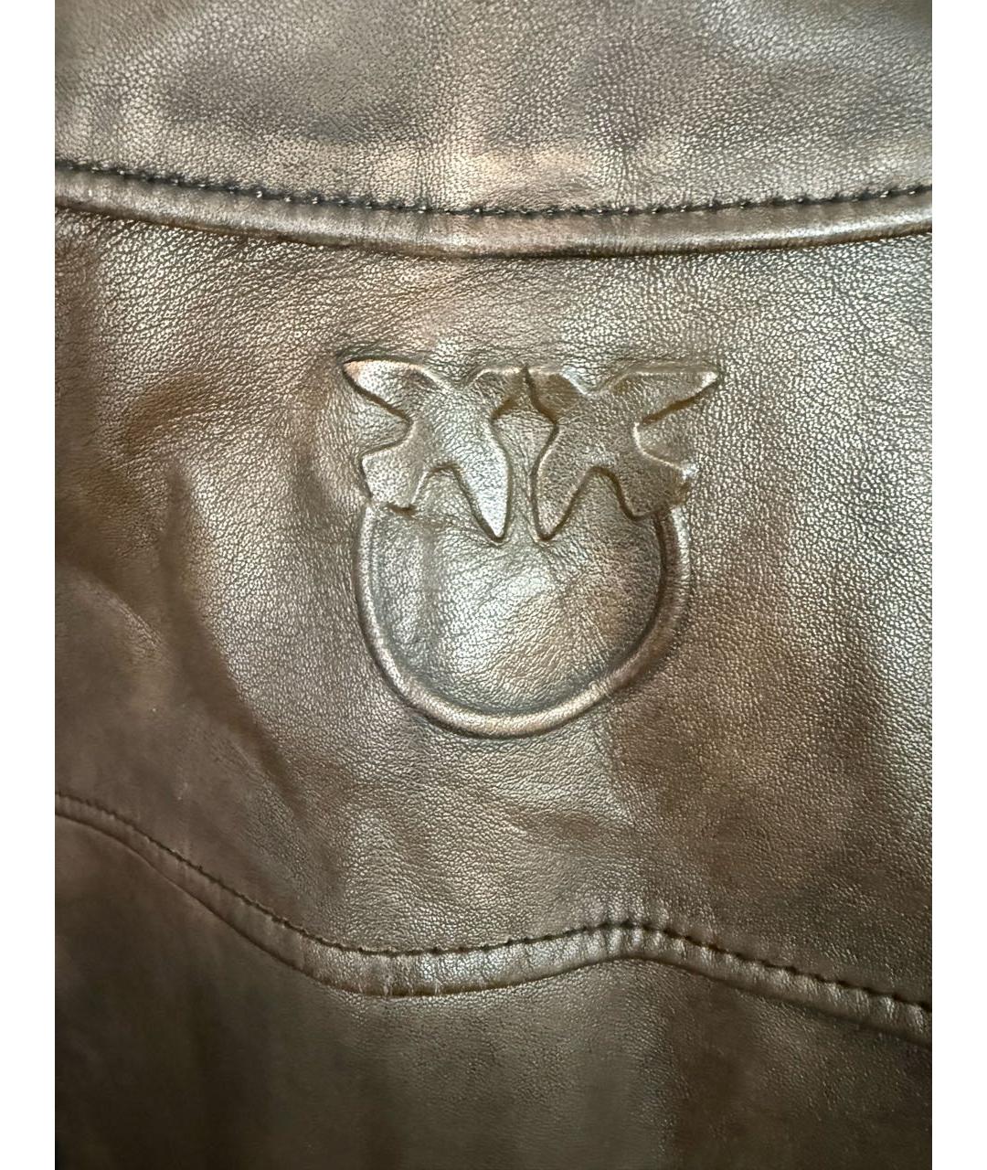 PINKO Коричневая кожаная куртка, фото 4