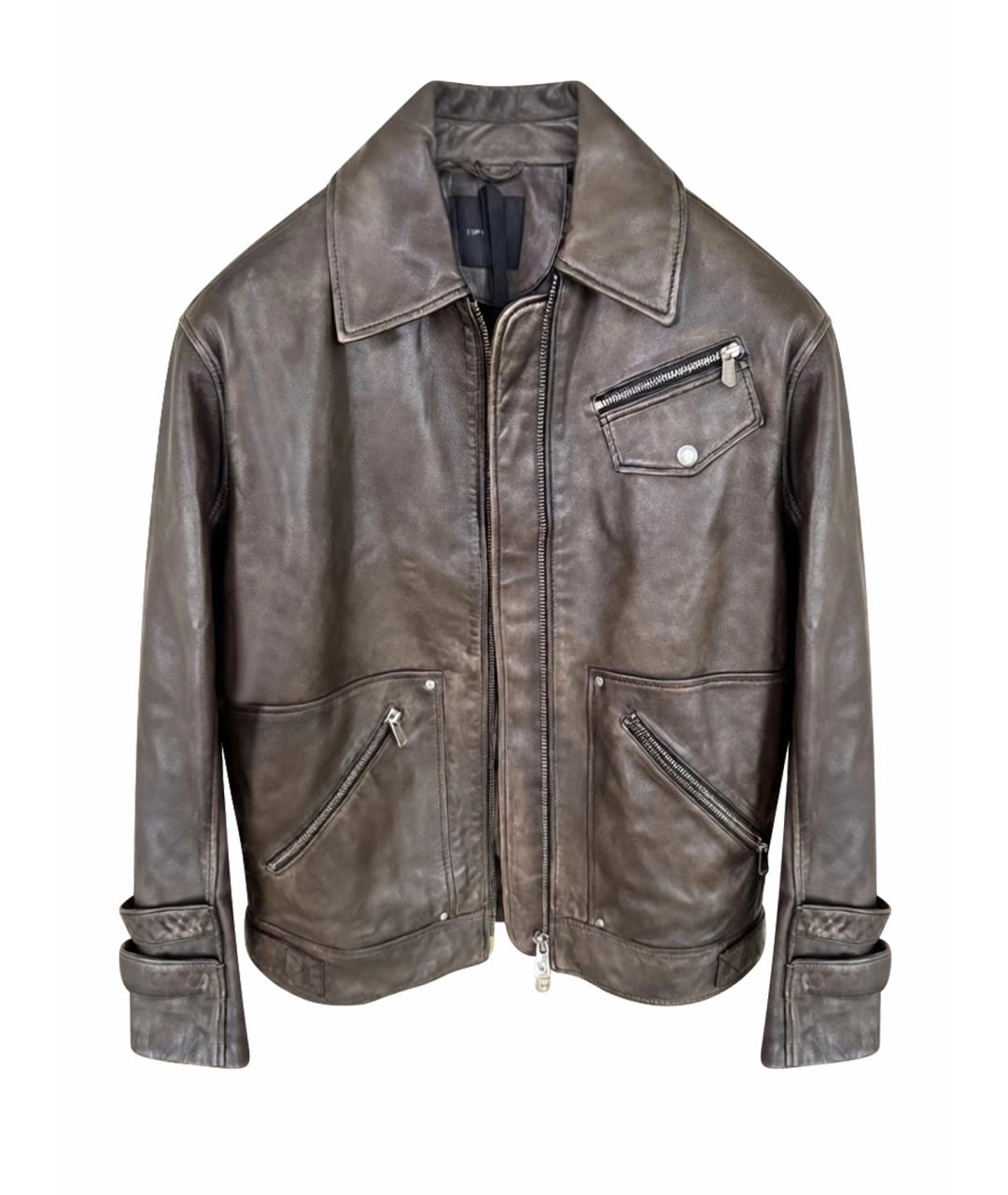 PINKO Коричневая кожаная куртка, фото 1