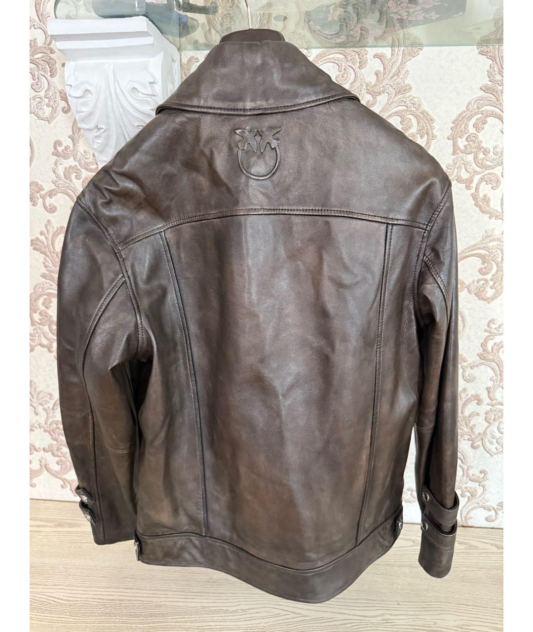 PINKO Коричневая кожаная куртка, фото 2