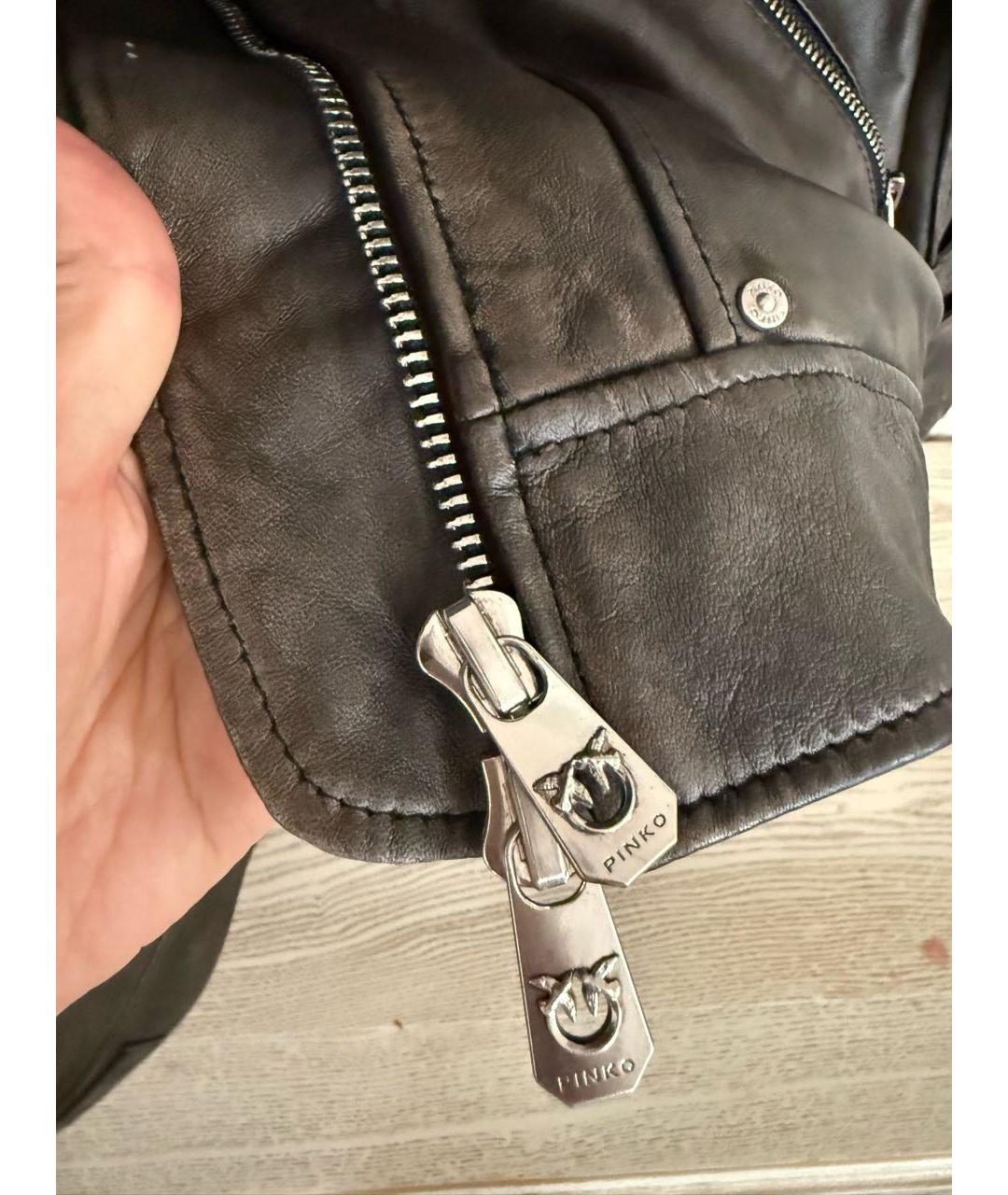 PINKO Коричневая кожаная куртка, фото 3