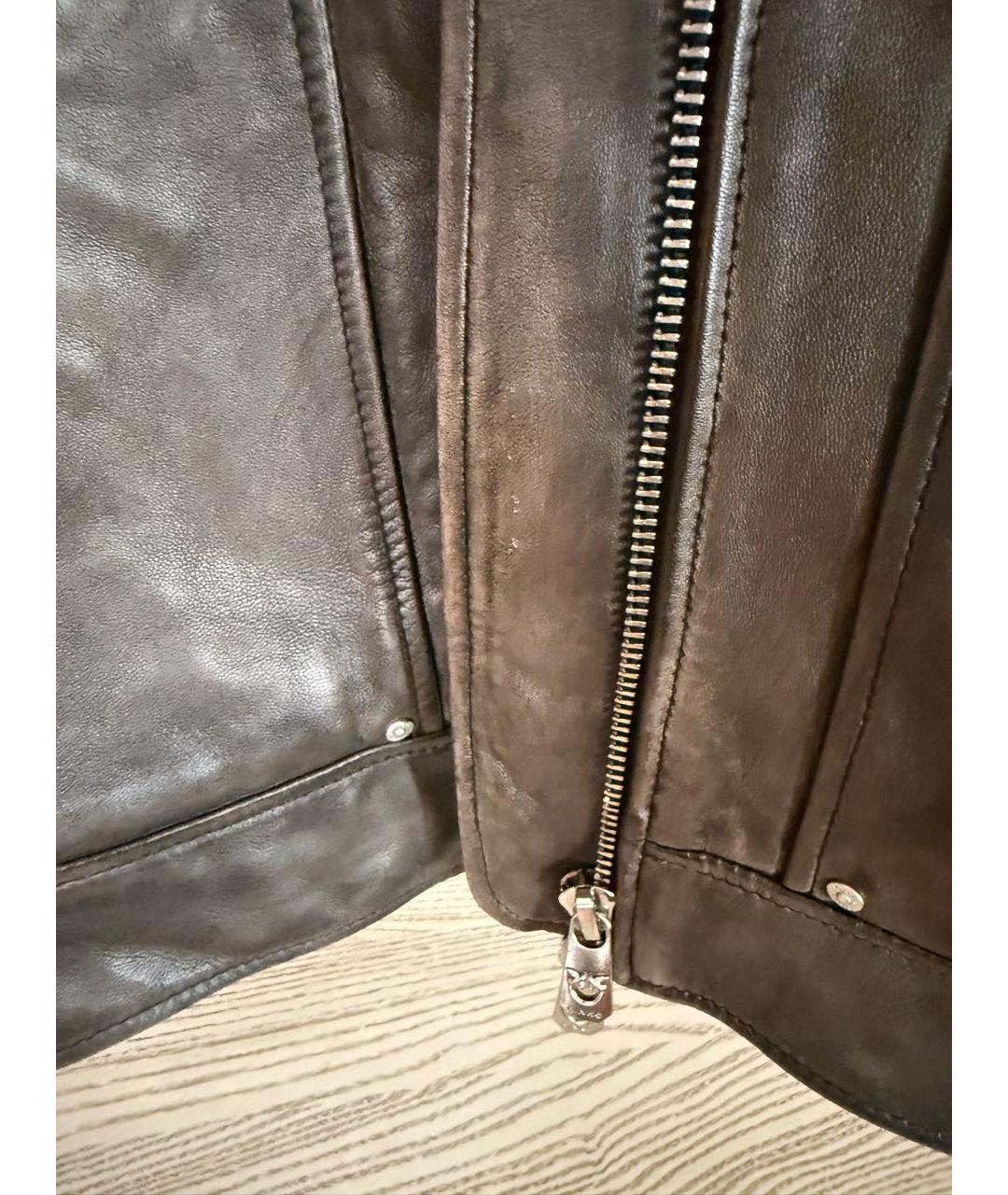 PINKO Коричневая кожаная куртка, фото 6