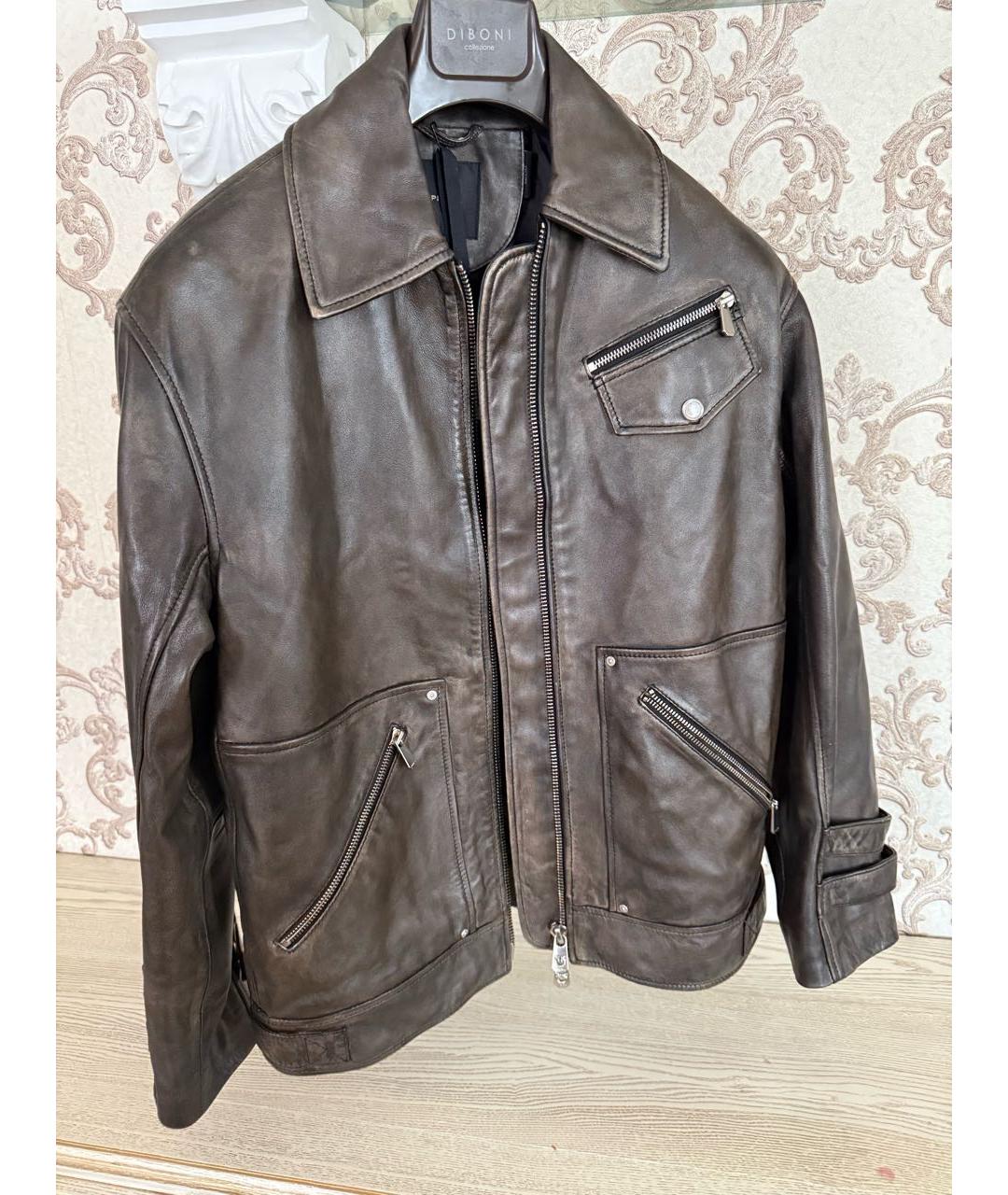 PINKO Коричневая кожаная куртка, фото 7