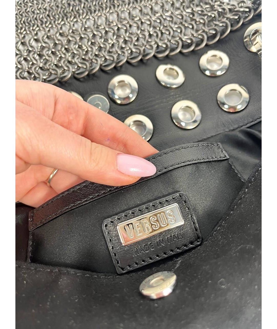 VERSUS VERSACE Черная кожаная сумка через плечо, фото 5