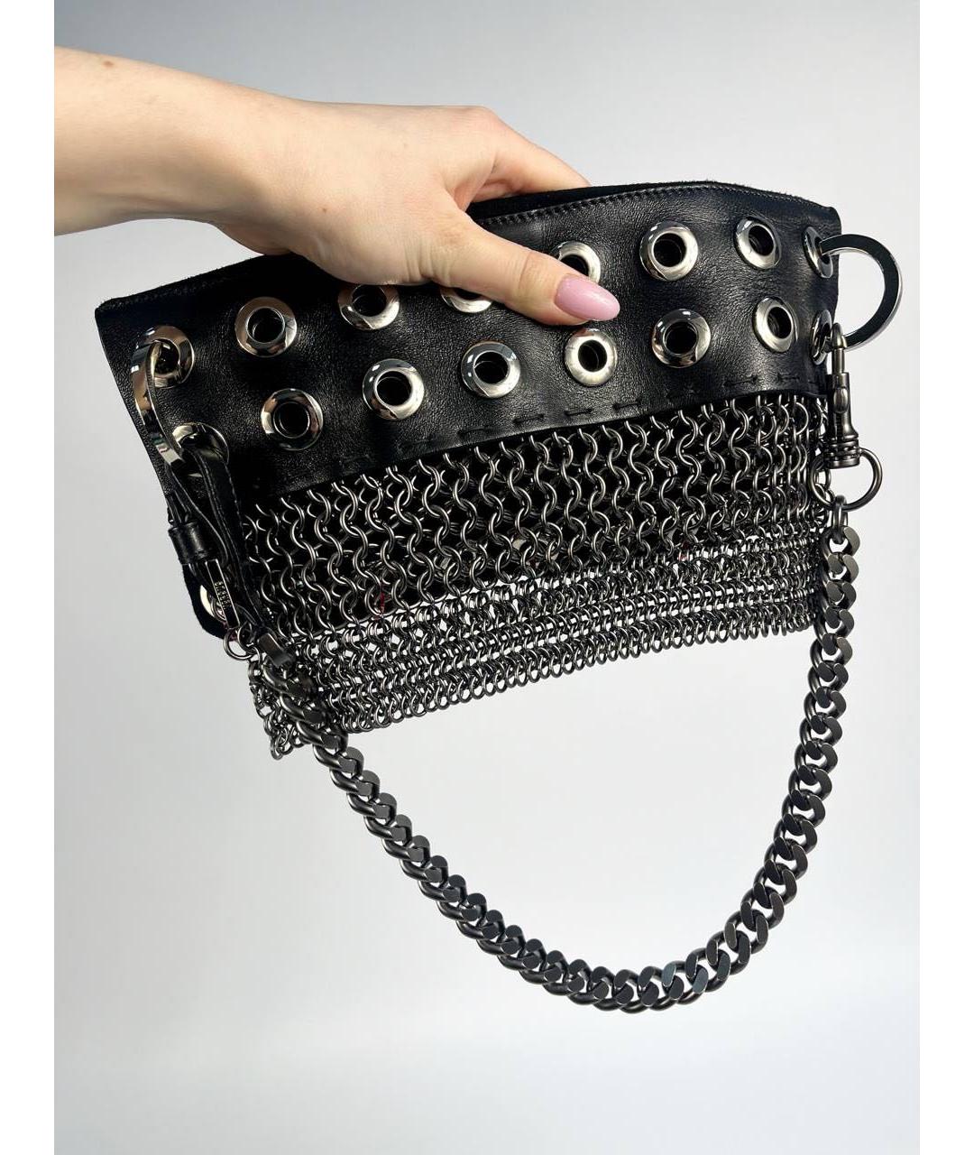 VERSUS VERSACE Черная кожаная сумка через плечо, фото 2