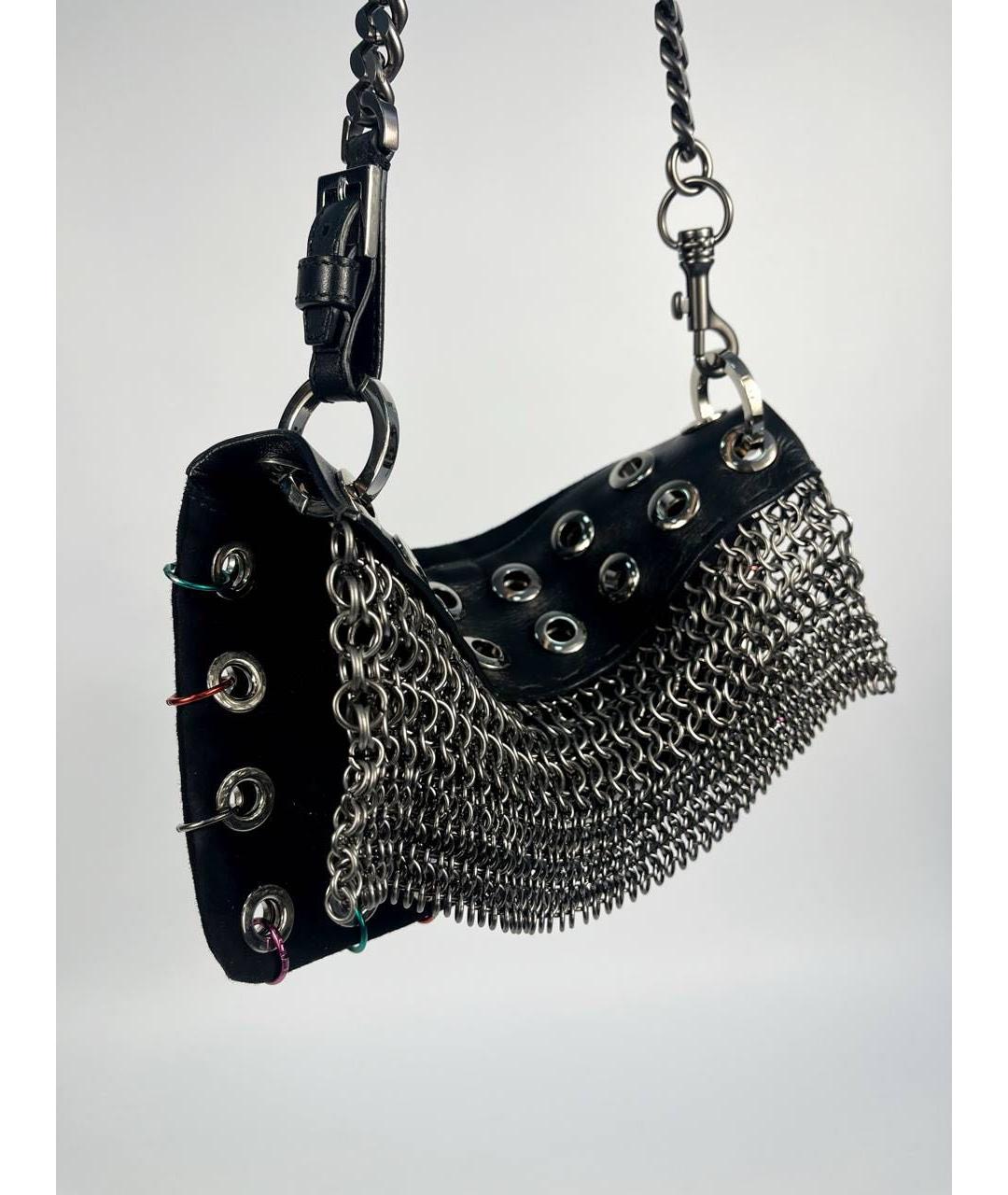 VERSUS VERSACE Черная кожаная сумка через плечо, фото 7