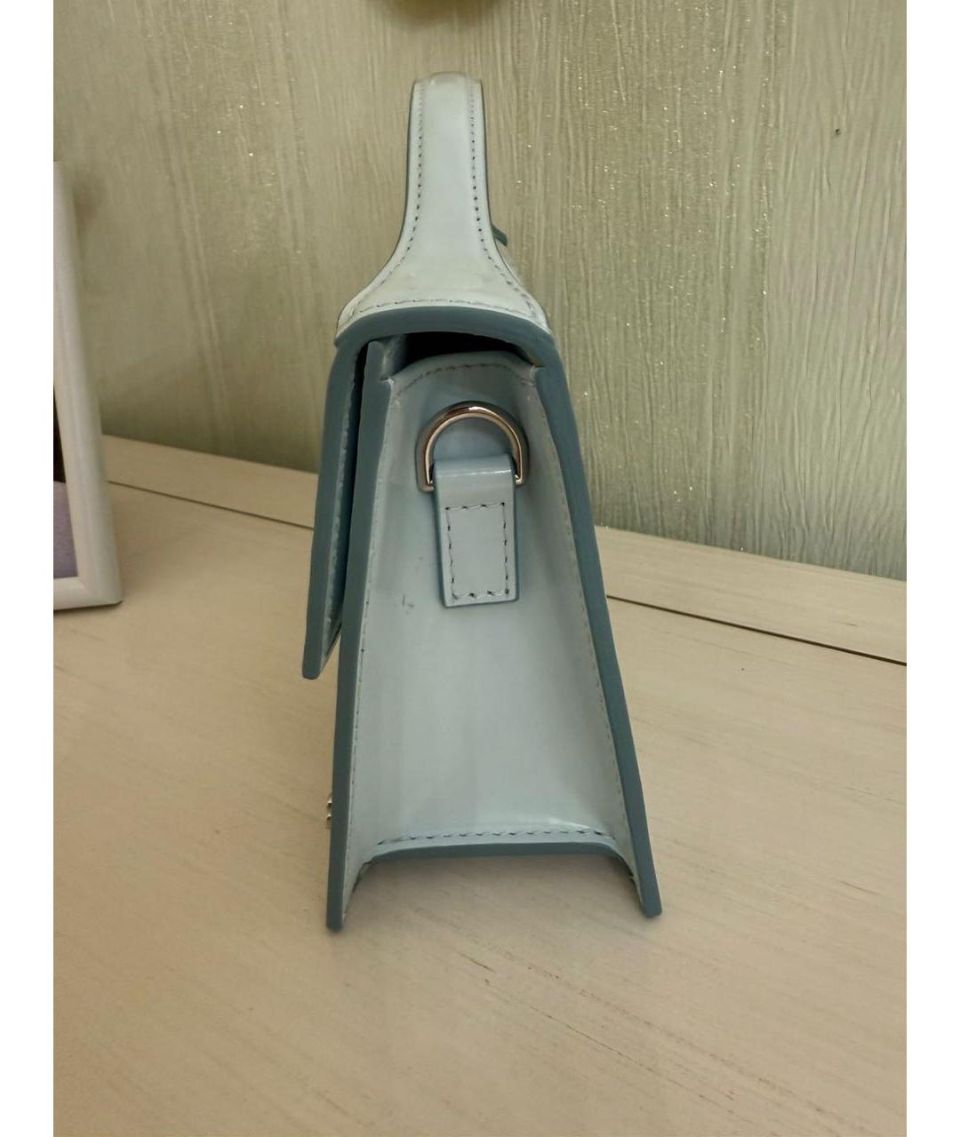 JACQUEMUS Голубая кожаная сумка с короткими ручками, фото 3