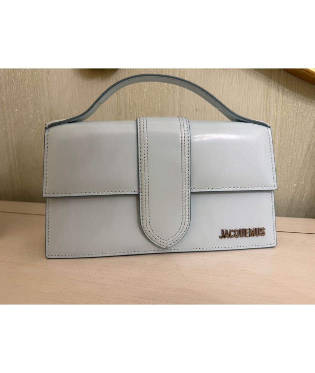 JACQUEMUS Голубая кожаная сумка с короткими ручками, фото 7