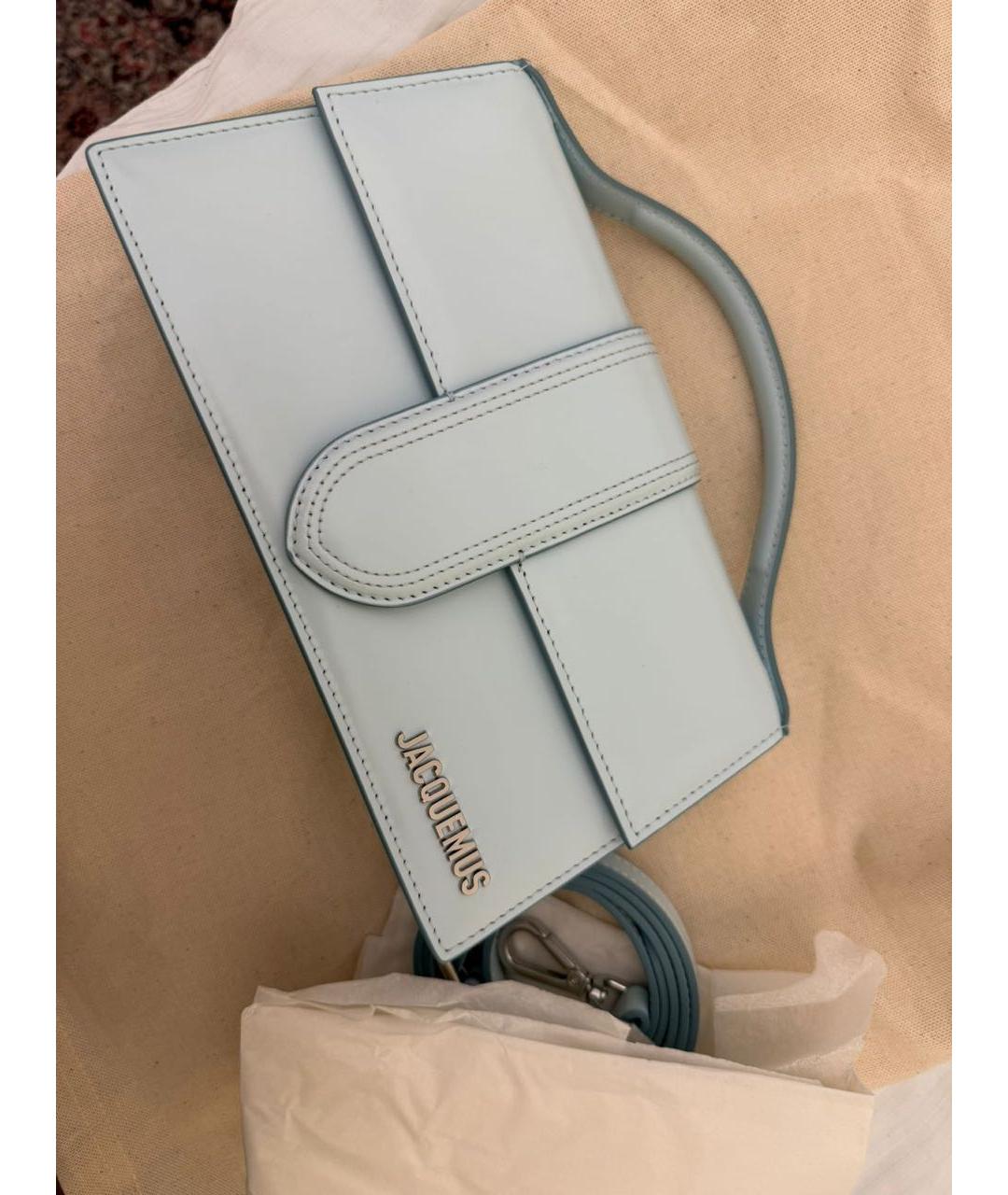 JACQUEMUS Голубая кожаная сумка с короткими ручками, фото 6