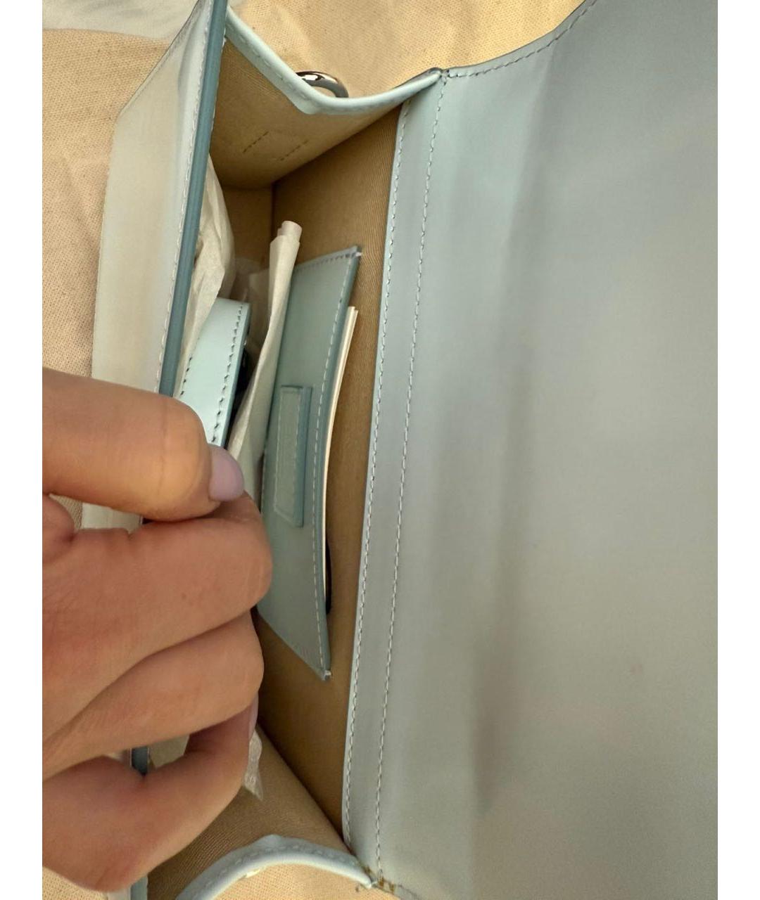 JACQUEMUS Голубая кожаная сумка с короткими ручками, фото 4