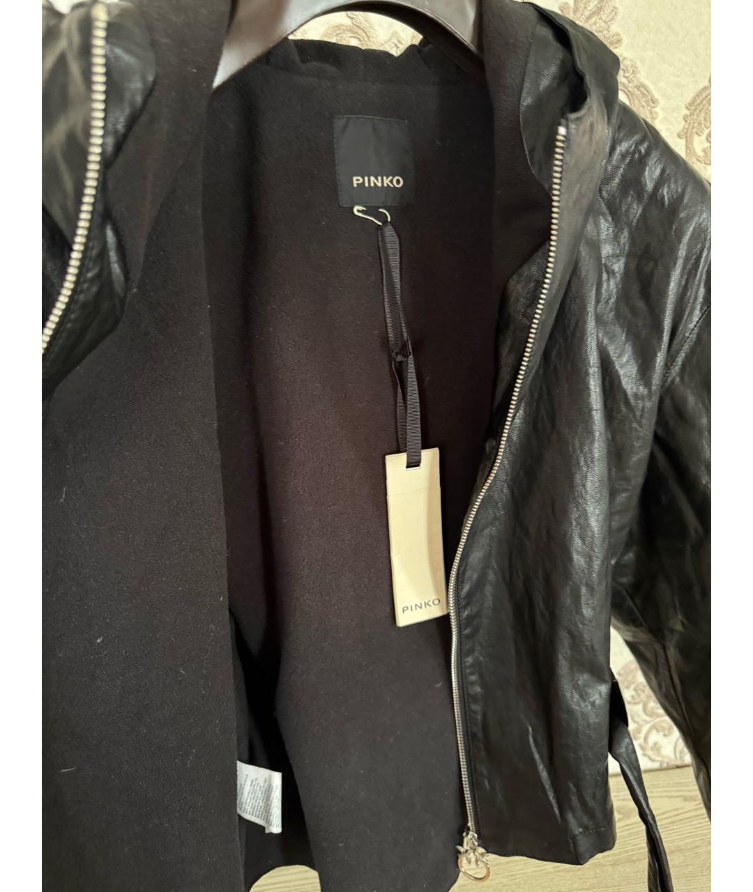 PINKO Черная полиуретановая куртка, фото 6