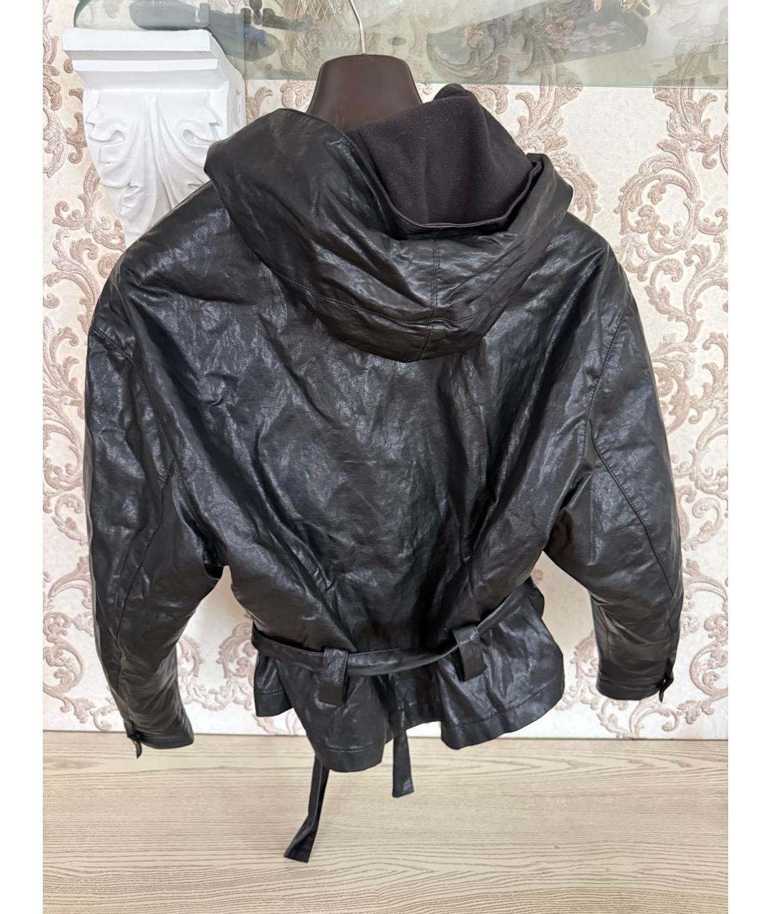 PINKO Черная полиуретановая куртка, фото 2