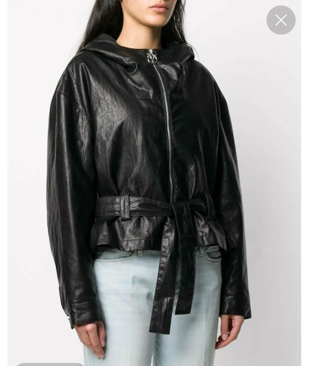 PINKO Черная полиуретановая куртка, фото 5