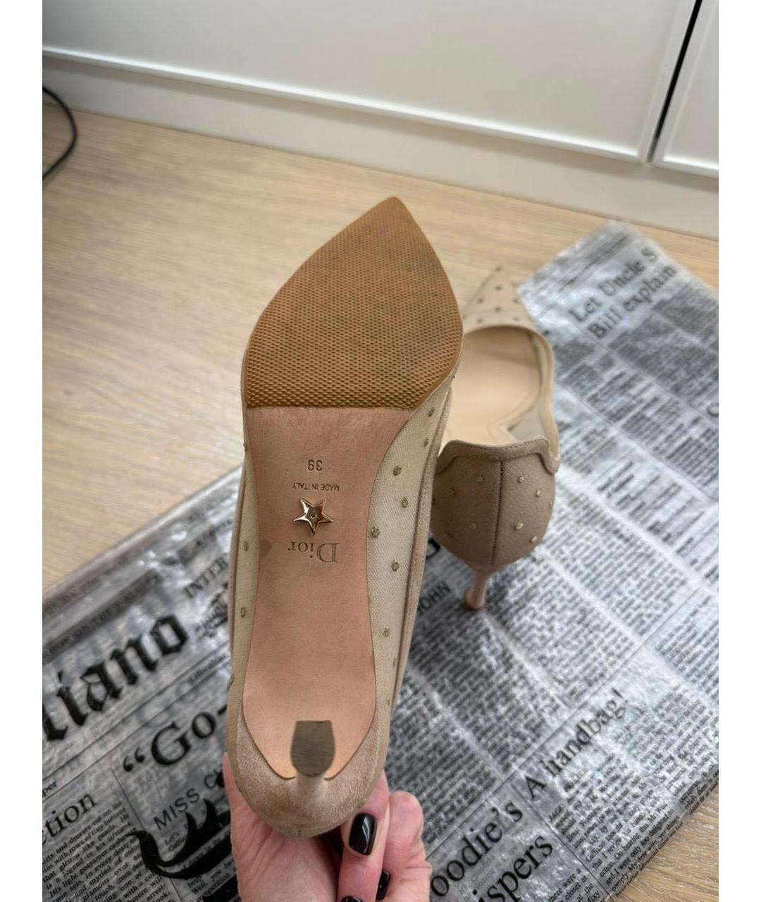 CHRISTIAN DIOR Бежевые кожаные туфли, фото 3