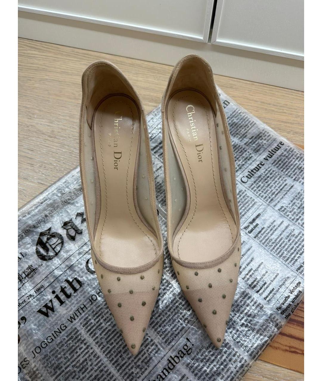 CHRISTIAN DIOR Бежевые кожаные туфли, фото 2