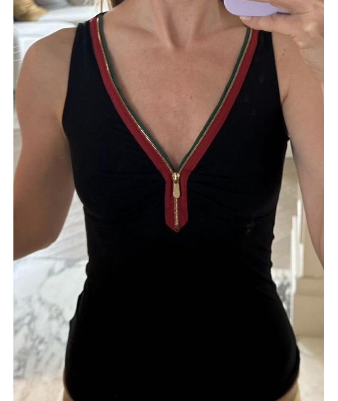 GUCCI Черная хлопко-эластановая майка, фото 2