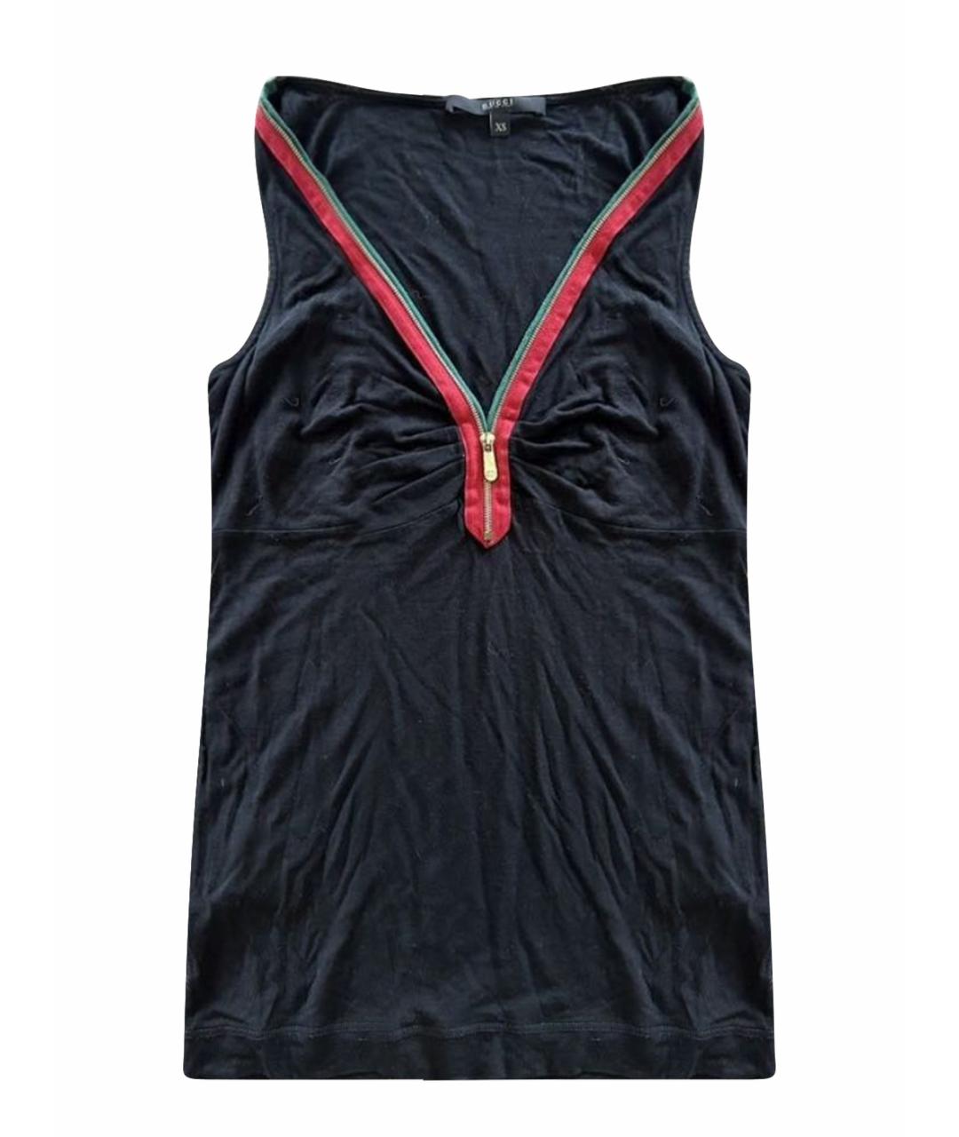 GUCCI Черная хлопко-эластановая майка, фото 1