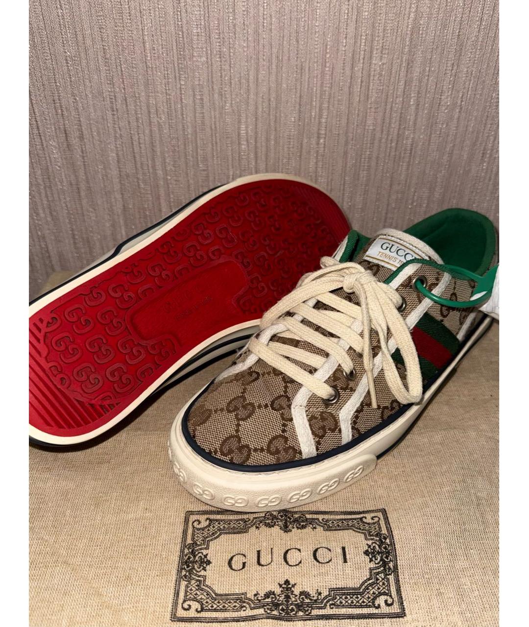 GUCCI Бежевые кеды из искусственной кожи, фото 2