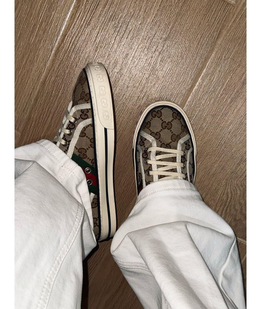 GUCCI Бежевые кеды из искусственной кожи, фото 3