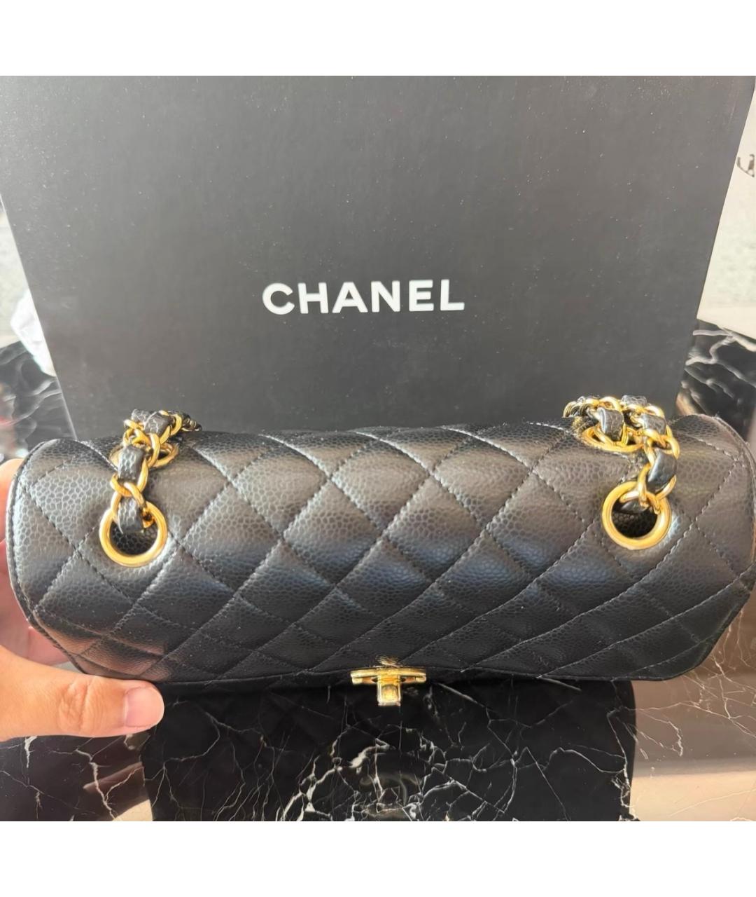 CHANEL Черная кожаная сумка через плечо, фото 7