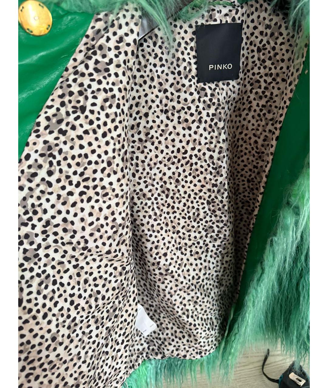 PINKO Зеленая полиэстеровая шуба, фото 4