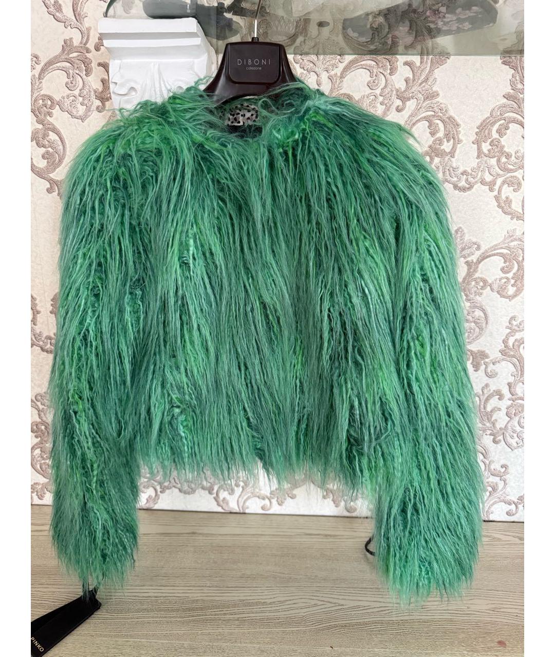 PINKO Зеленая полиэстеровая шуба, фото 5