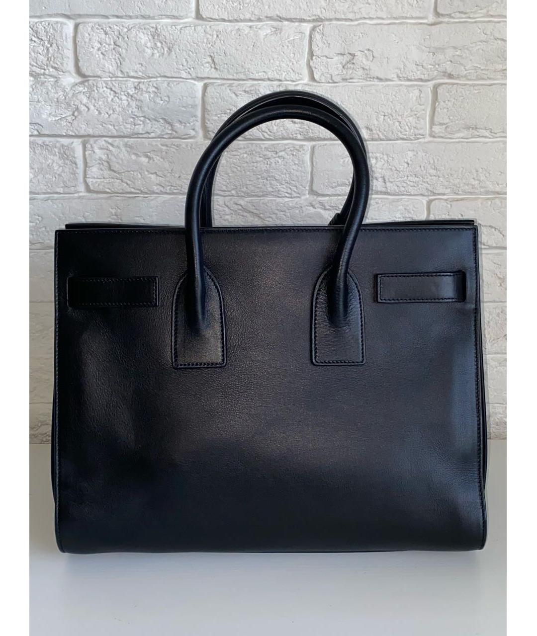 SAINT LAURENT Черная кожаная сумка с короткими ручками, фото 2