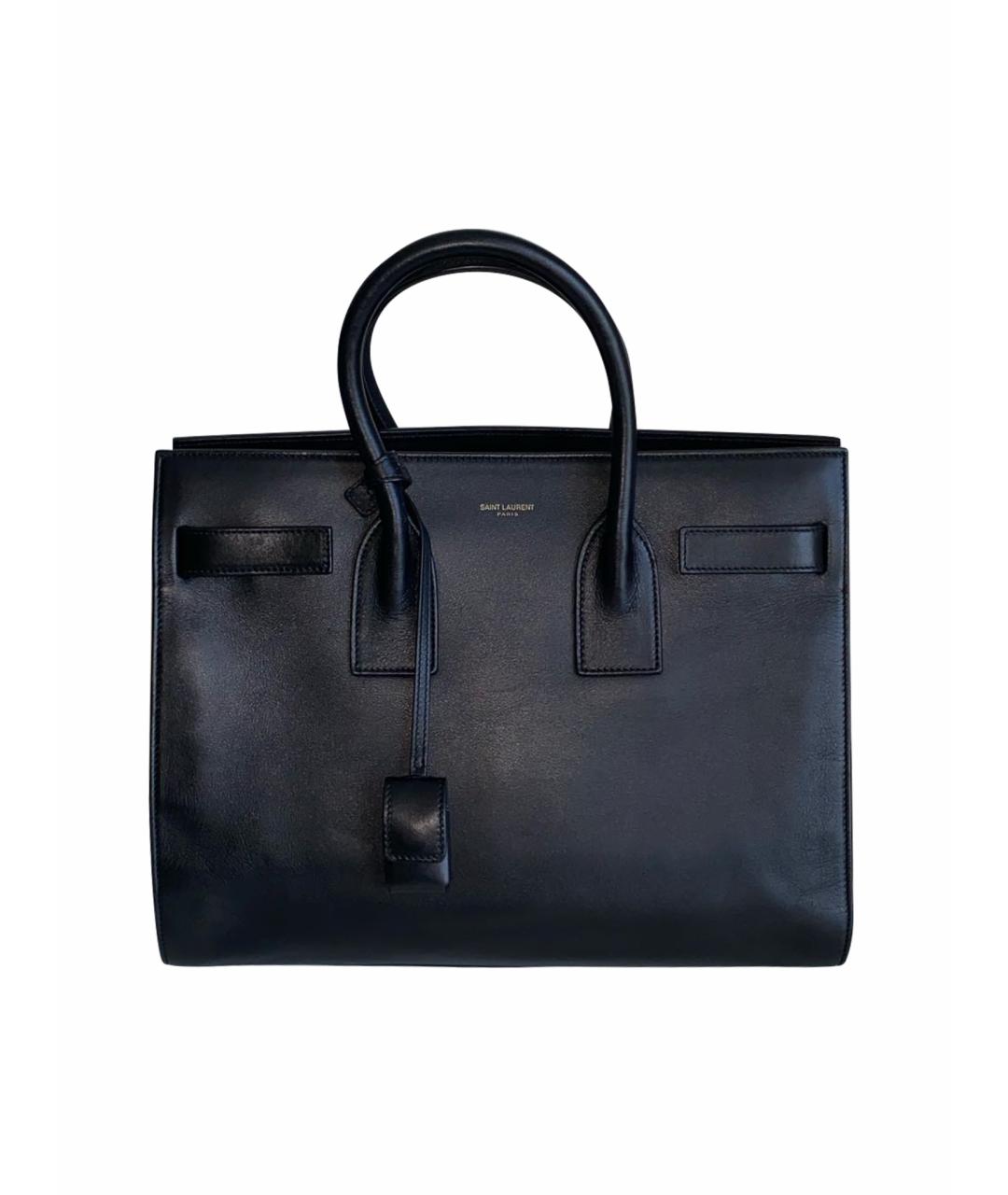 SAINT LAURENT Черная кожаная сумка с короткими ручками, фото 1