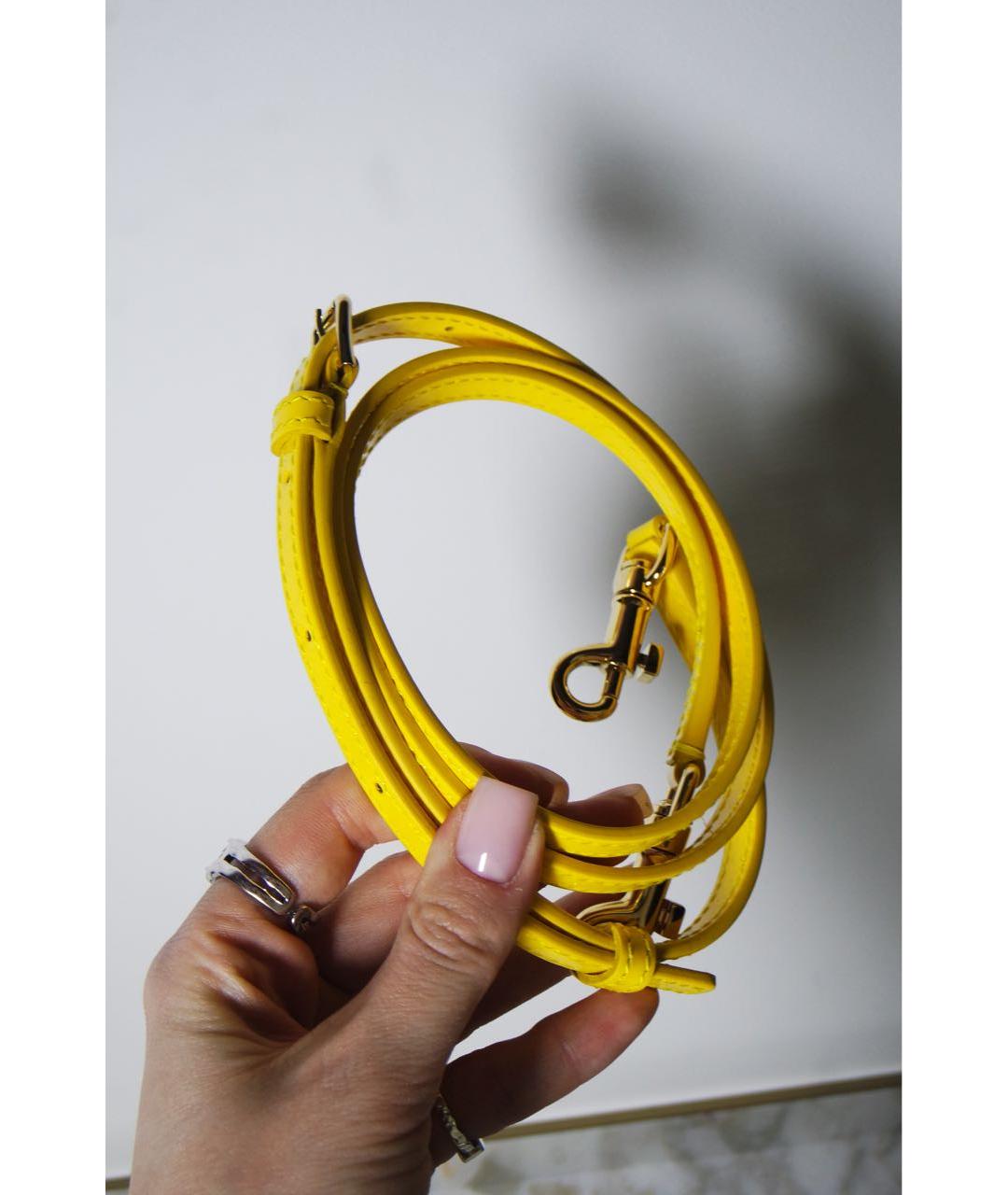 DOLCE&GABBANA Желтая кожаная сумка с короткими ручками, фото 8