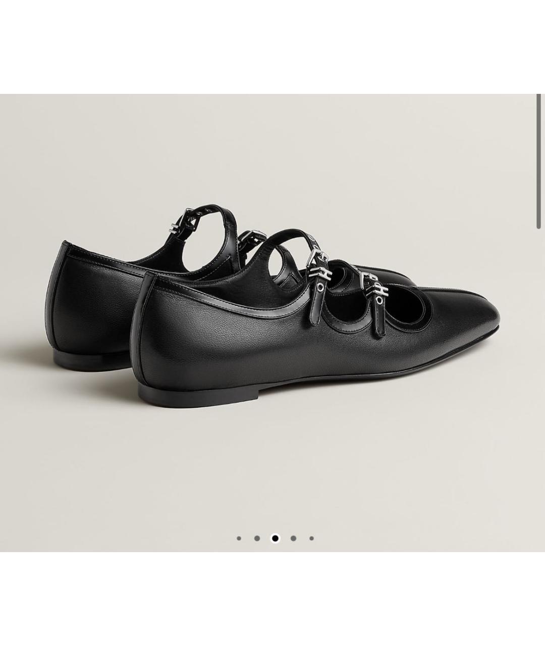 HERMES Черные кожаные балетки, фото 4