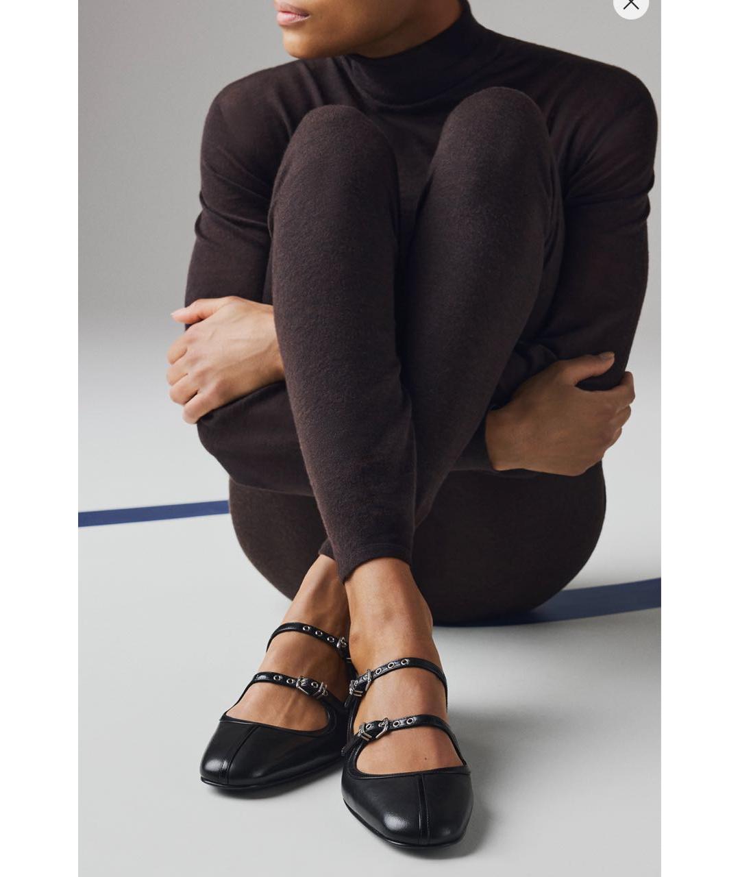 HERMES Черные кожаные балетки, фото 2